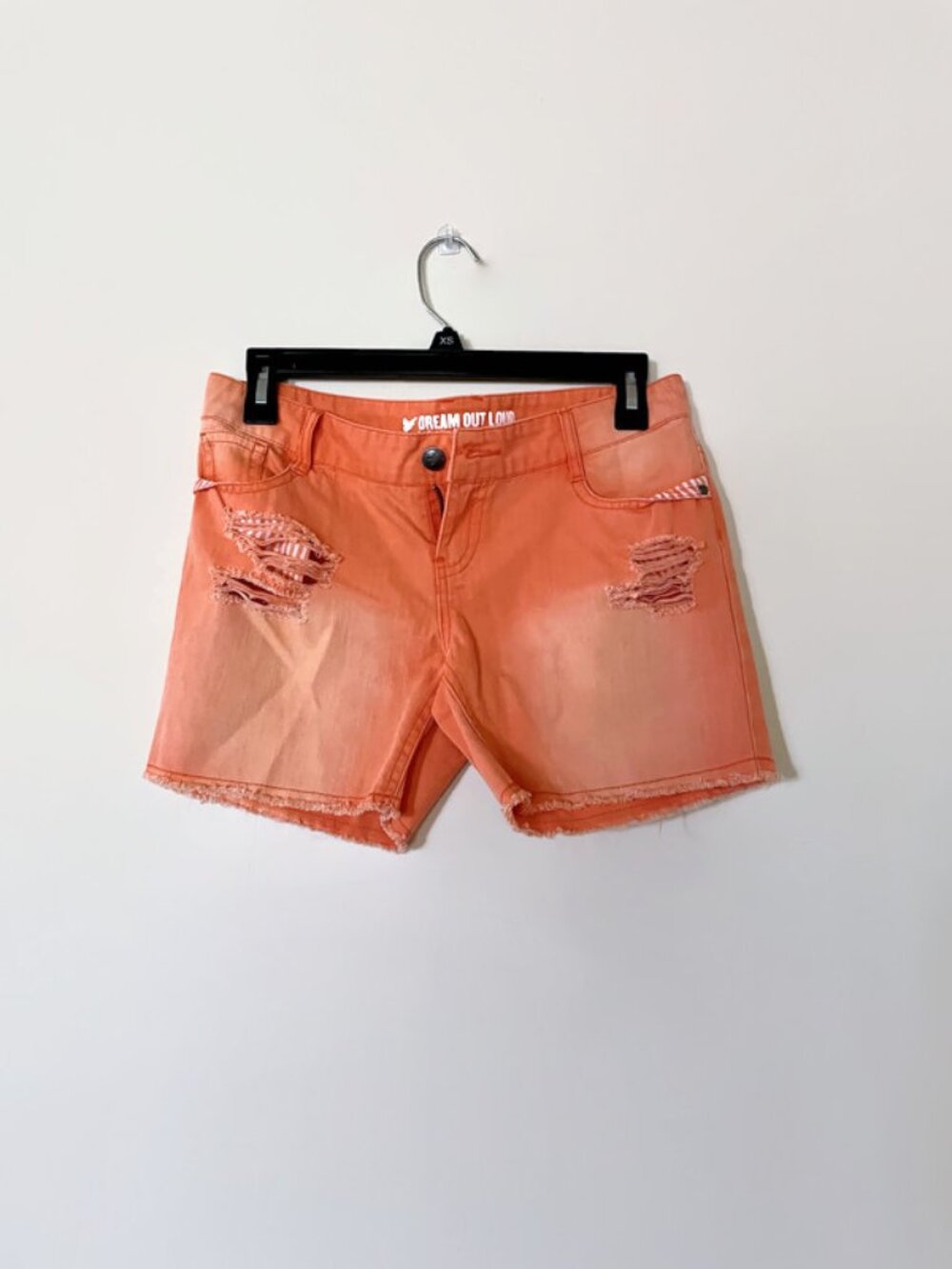 DREAM OUT LOUD Distressed Orange Shorts